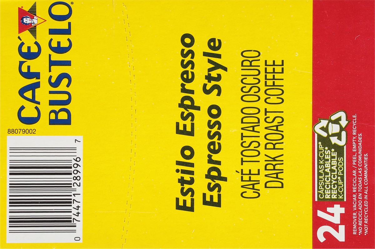 slide 9 of 9, Café Bustelo Espresso Style, Dark Roast Coffee, Keurig K-Cup Pods- 24 ct, 24 ct