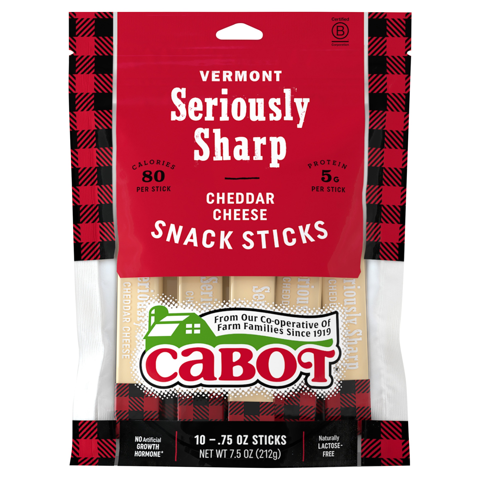 slide 1 of 1, Cabot Seriously Sharp Cheddar Snack Sticks, 7.5 oz