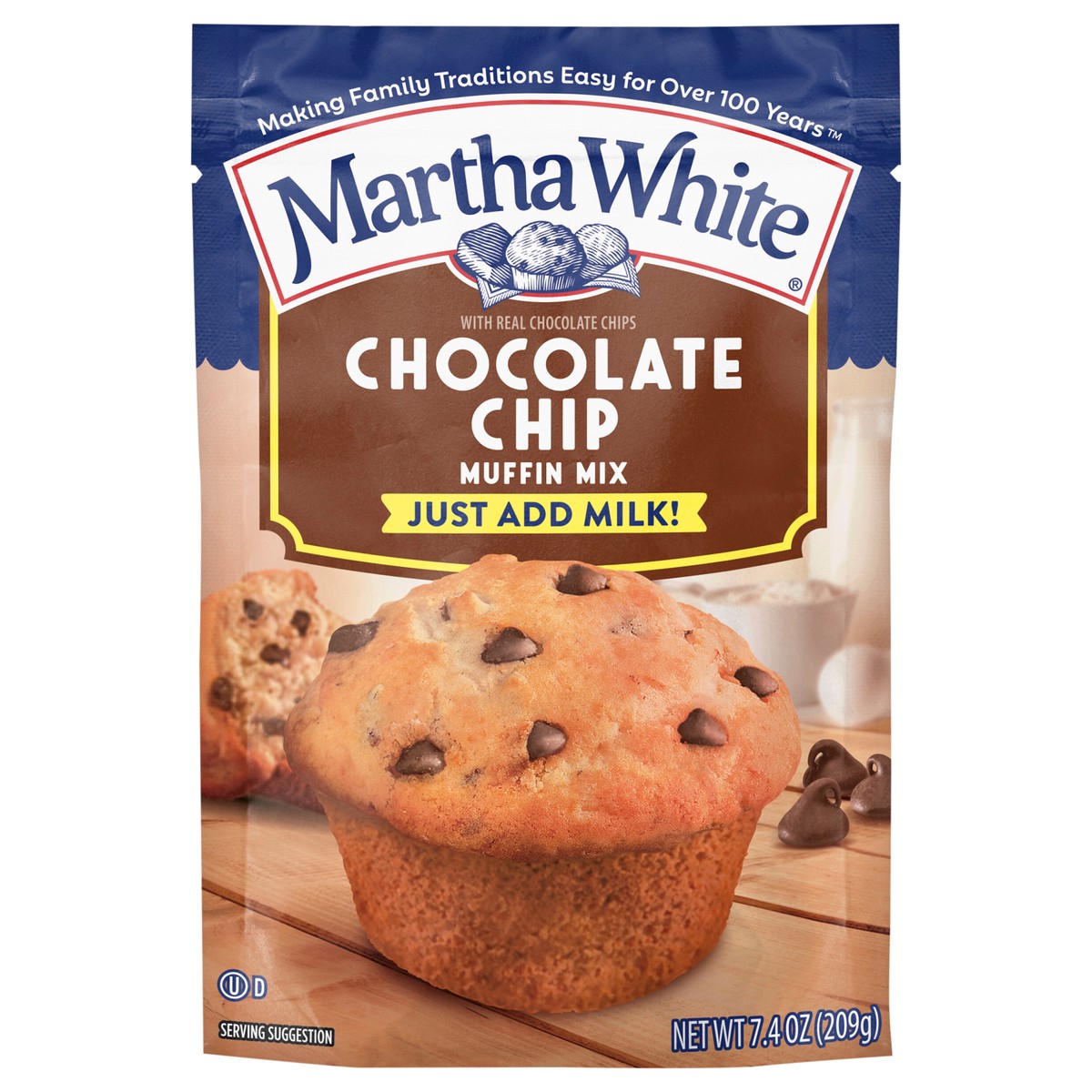 slide 1 of 13, Martha White Chocolate Chip Muffin Mix, 7.4 Oz Bag, 7.4 oz