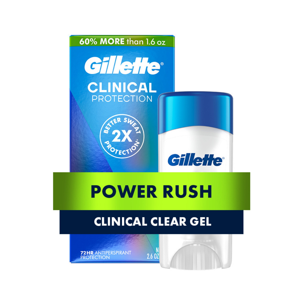 slide 1 of 29, Gillette Clinical Protection Clear Gel Antiperspirant and Deodorant for Men Power Rush Scent 2.6oz, 2.6 oz