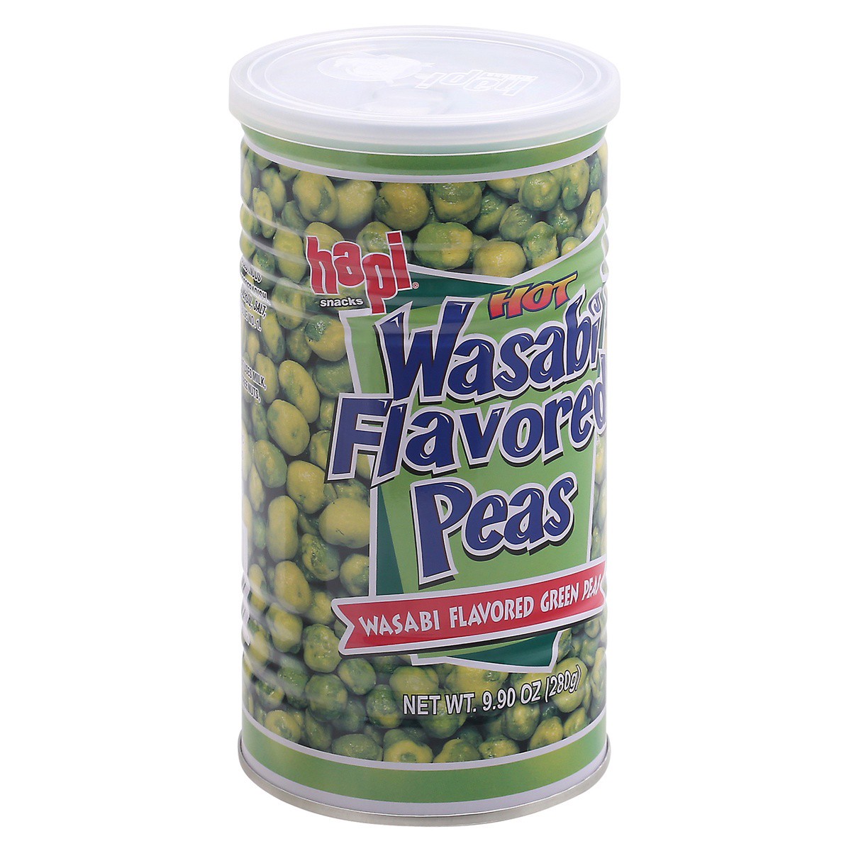 slide 2 of 9, Hapi Snacks Hot Wasabi Flavored Green Peas 9.90 oz Can, 1 ct
