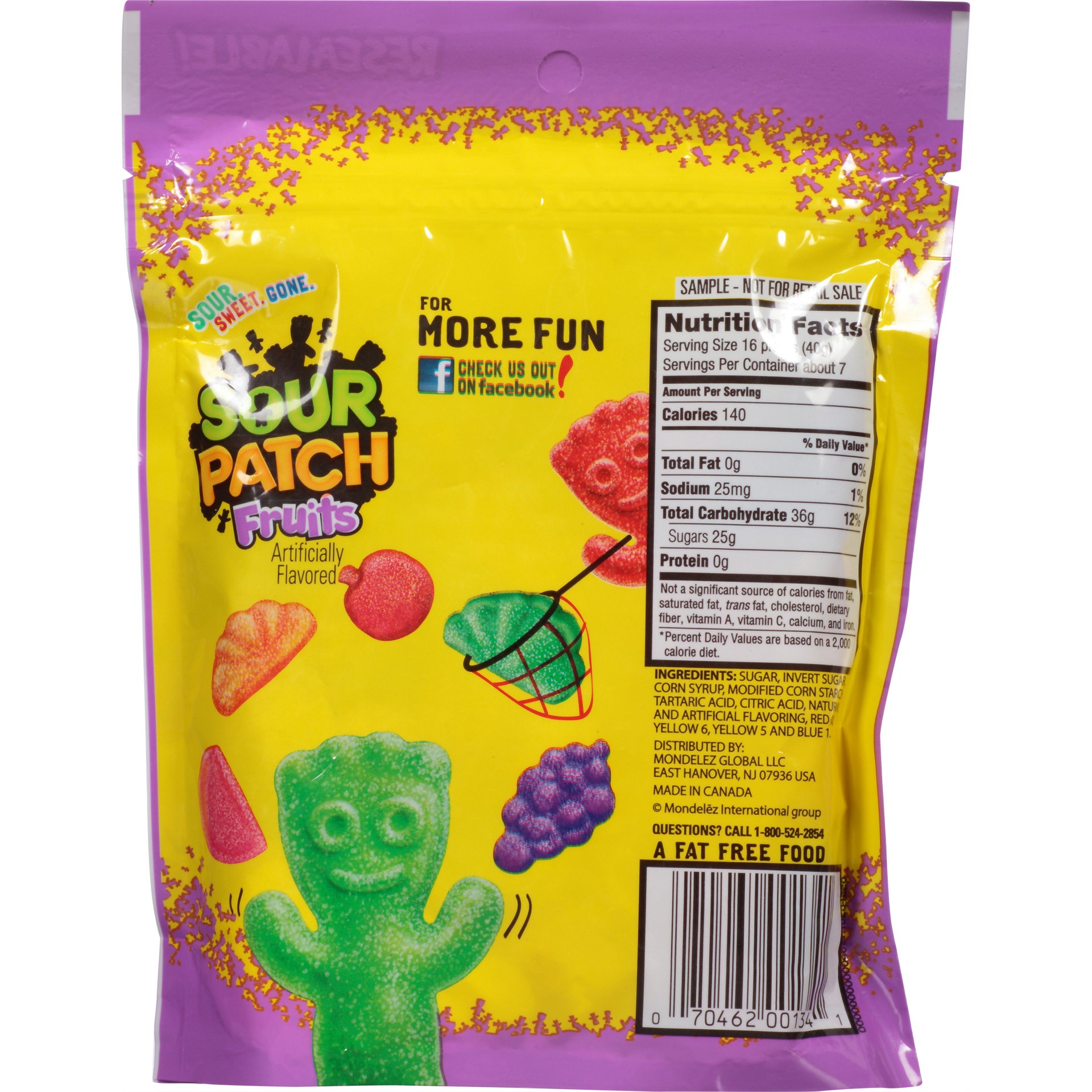 slide 3 of 5, SOUR PATCH KIDS Fruits Candy, 1 Bag (10 oz.), 0.64 lb