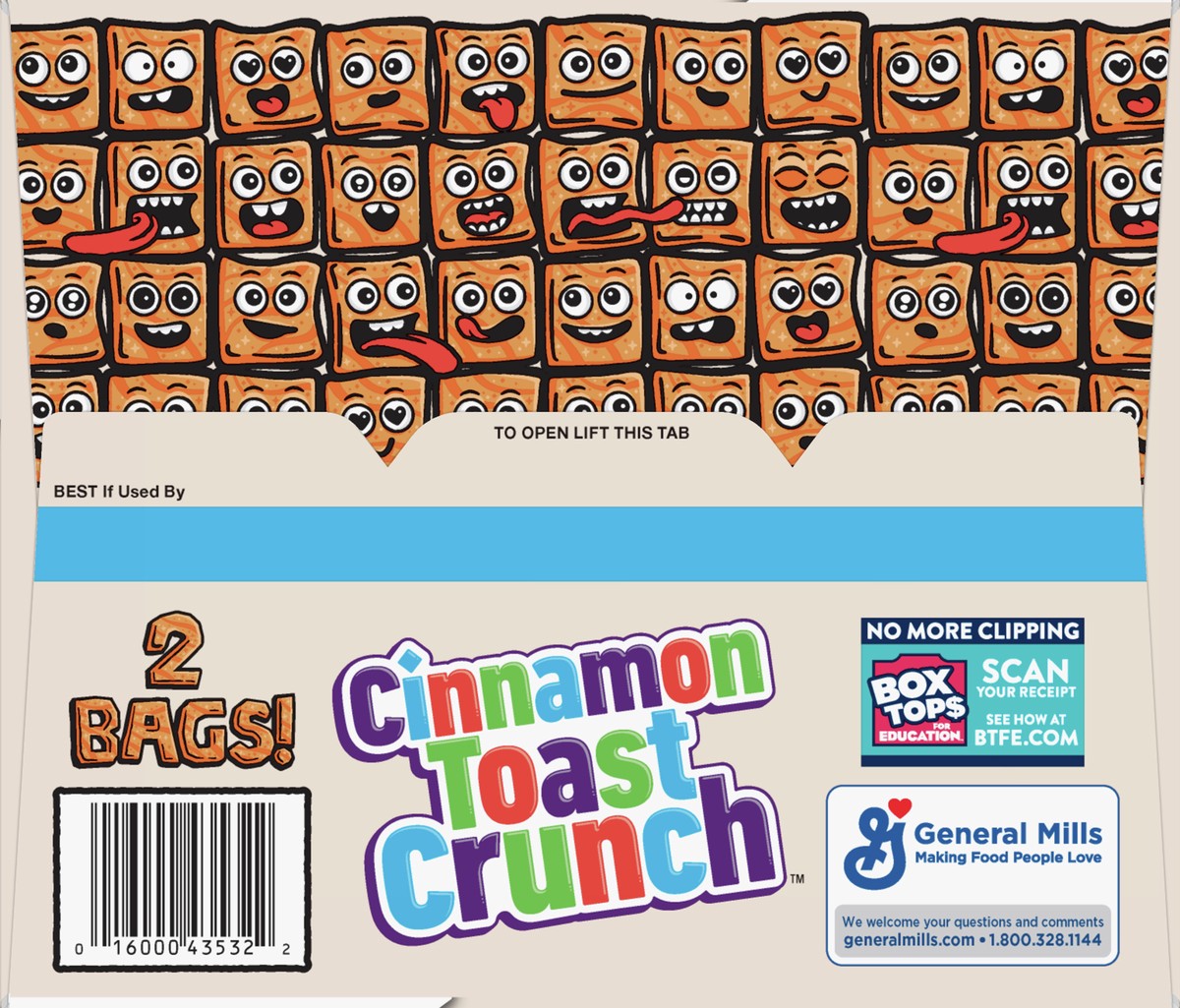 slide 10 of 13, Cinnamon Toast Crunch Breakfast Cereal, Crispy Cinnamon Cereal, 49.5 oz Cereal Box (2 Bags Inside), 2 ct