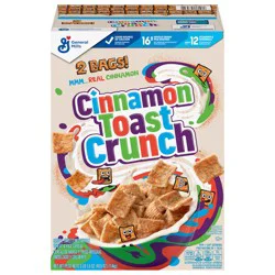 Cinnamon Toast Crunch Breakfast Cereal, Crispy Cinnamon Cereal, 49.5 oz (2 Bags Inside)