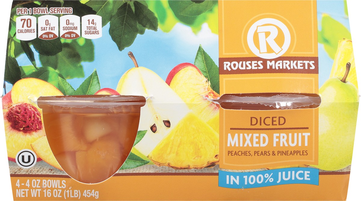 slide 4 of 11, Rouses Markets Diced Mixed Fruit 4 - 4 oz Bowls, 4 ct
