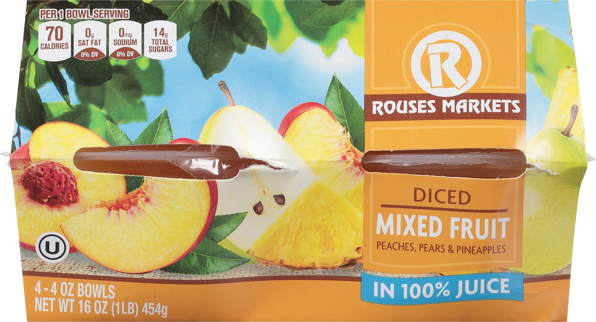 slide 2 of 11, Rouses Markets Diced Mixed Fruit 4 - 4 oz Bowls, 4 ct