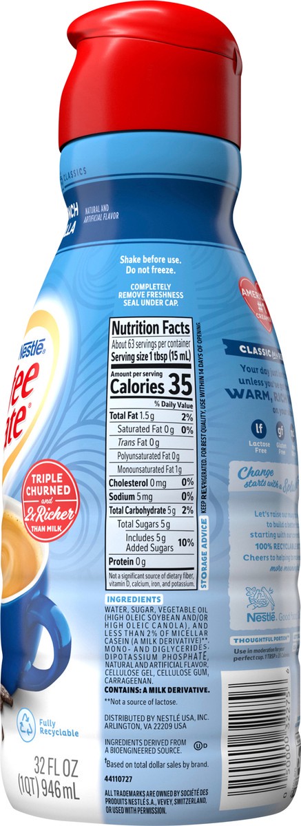 slide 2 of 6, Coffee mate French Vanilla Liquid Coffee Creamer, 32 oz