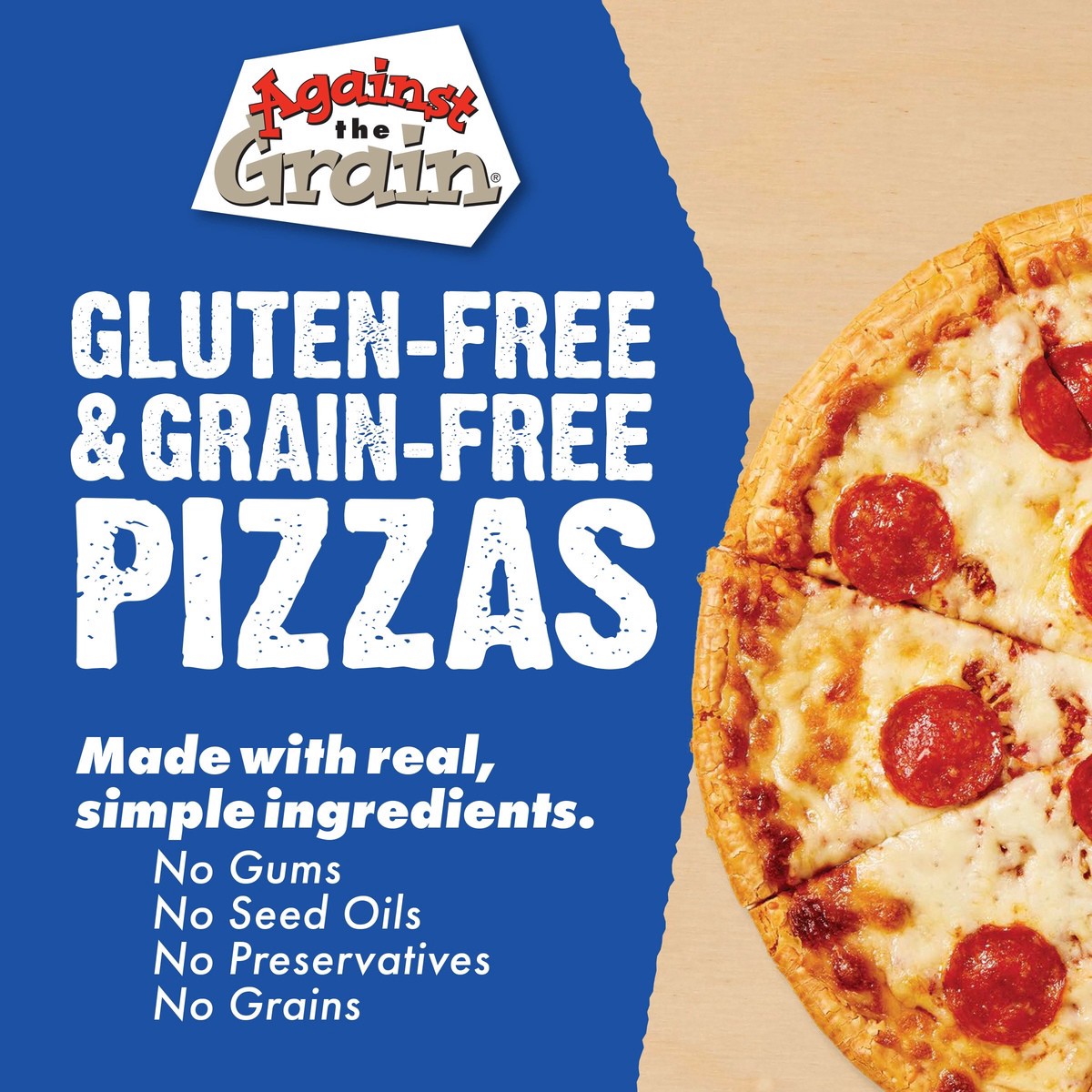 slide 7 of 9, Against the Grain Pizza, Thin Crust, Uncured Pepperoni, 11 oz