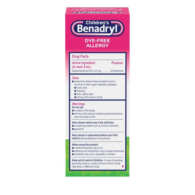 slide 2 of 10, Children's Benadryl Dye-Free Diphenhydramine Allergy Liquid - Bubble Gum - 4 fl oz, 4 fl oz