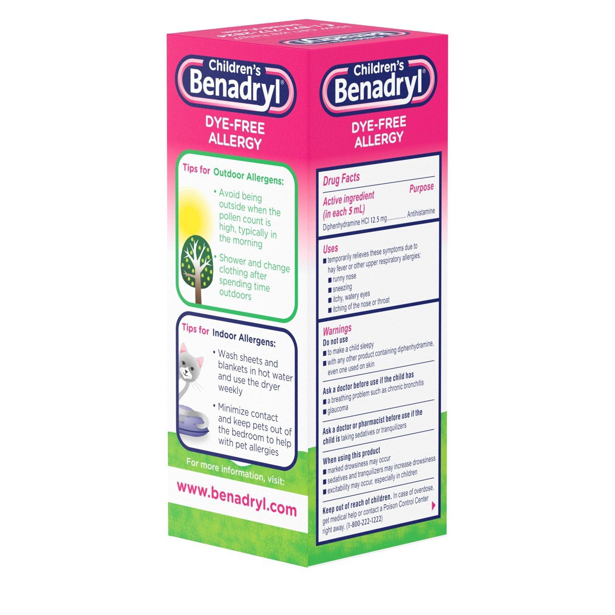 Benadryl Dye-Free Allergy Liquid Medication with Diphenhydramine HCl ...