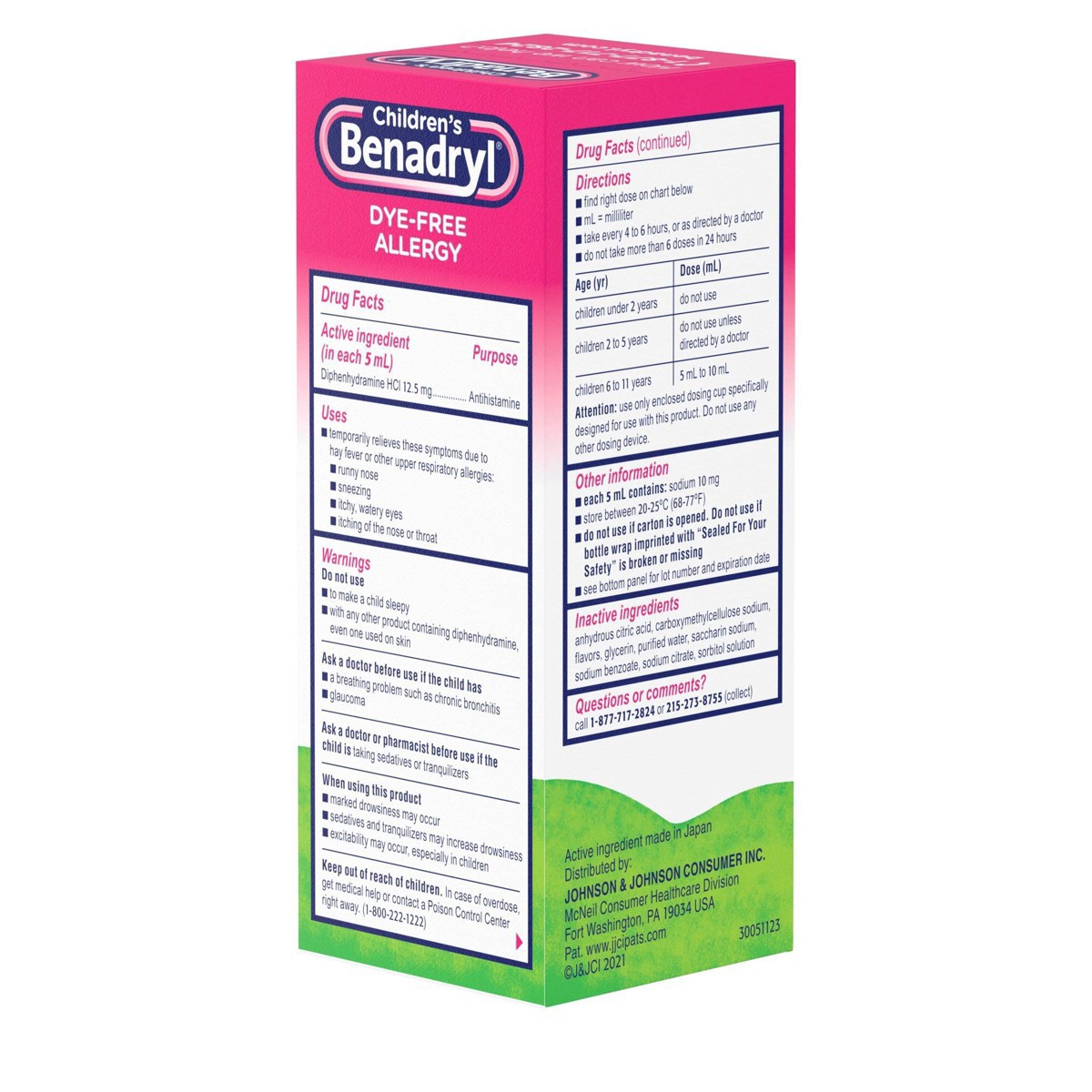 Benadryl Dye-free Allergy Liquid Medication With Diphenhydramine Hcl 