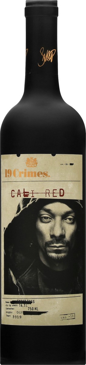 slide 6 of 9, 19 Crimes Snoop Dogg Cali Red California Red Wine 750ml, 750 ml