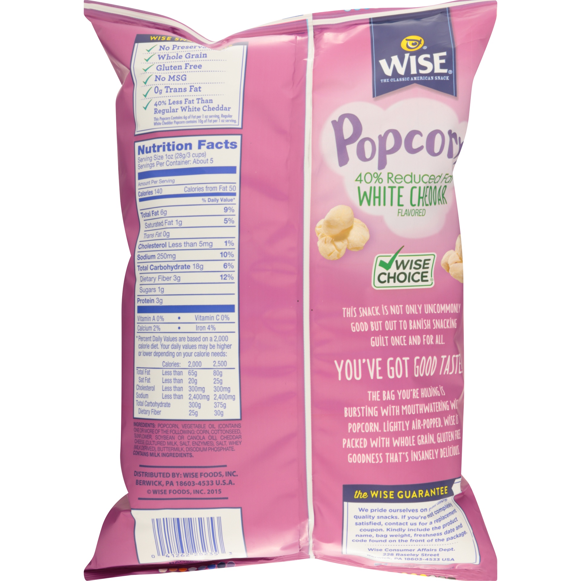 slide 4 of 6, Wise 40% Reduced Fat White Cheddar Popcorn, 5.5 oz