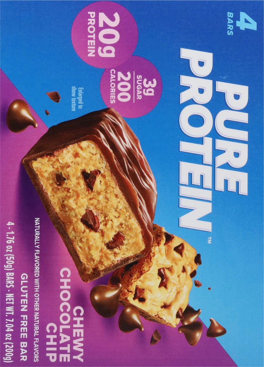 slide 16 of 17, Pure Protein Bars, Chewy Chocolate Chip, 20 g Protein, 1.76 oz, 4 ct, 4 ct