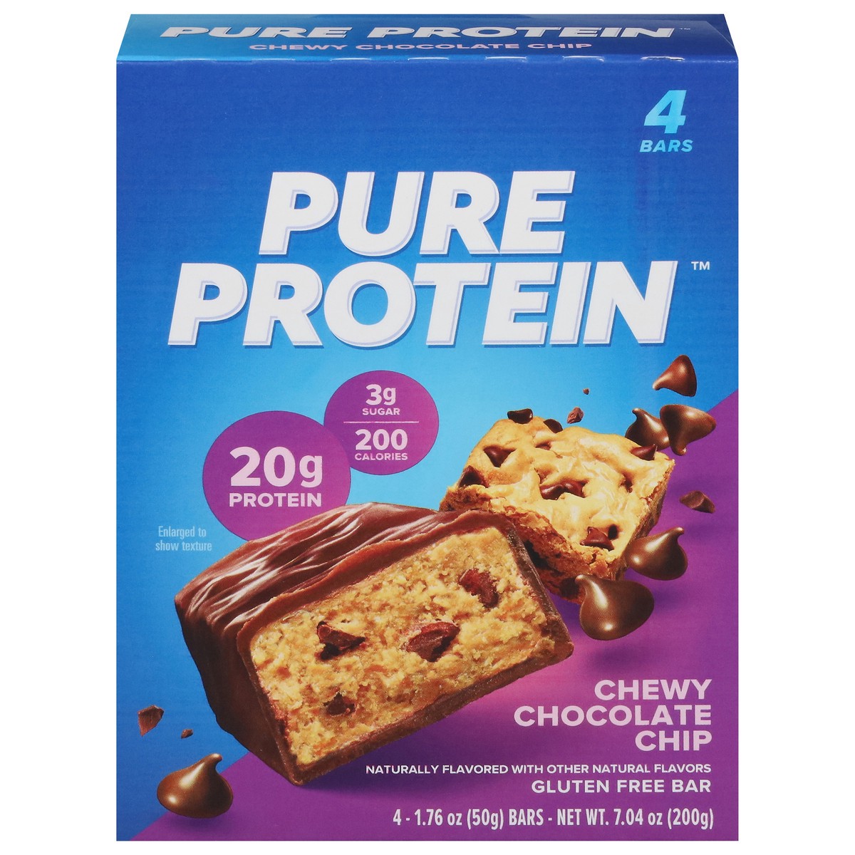 slide 5 of 17, Pure Protein Bars, Chewy Chocolate Chip, 20 g Protein, 1.76 oz, 4 ct, 4 ct