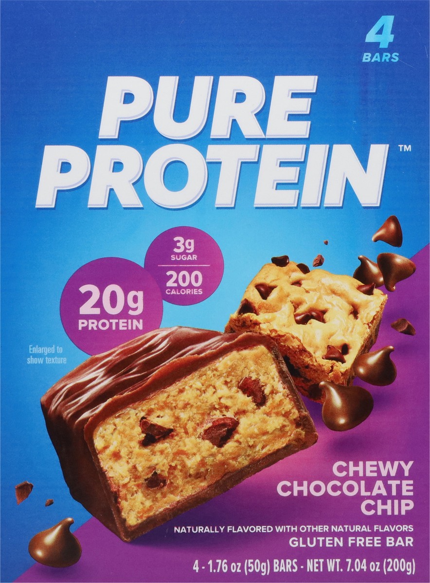 slide 8 of 17, Pure Protein Bars, Chewy Chocolate Chip, 20 g Protein, 1.76 oz, 4 ct, 4 ct