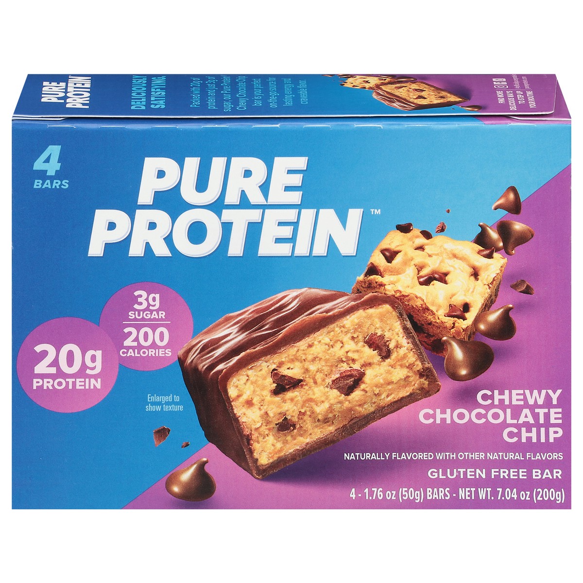 slide 15 of 17, Pure Protein Bars, Chewy Chocolate Chip, 20 g Protein, 1.76 oz, 4 ct, 4 ct