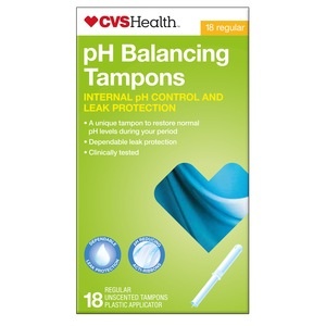 slide 1 of 1, CVS Health Ph Balance Tampons, Regular, 18 ct