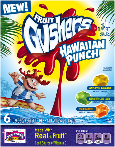 slide 1 of 1, Fruit Gushers Fruit Flavored Snacks, Hawaiian Punch, 6 ct