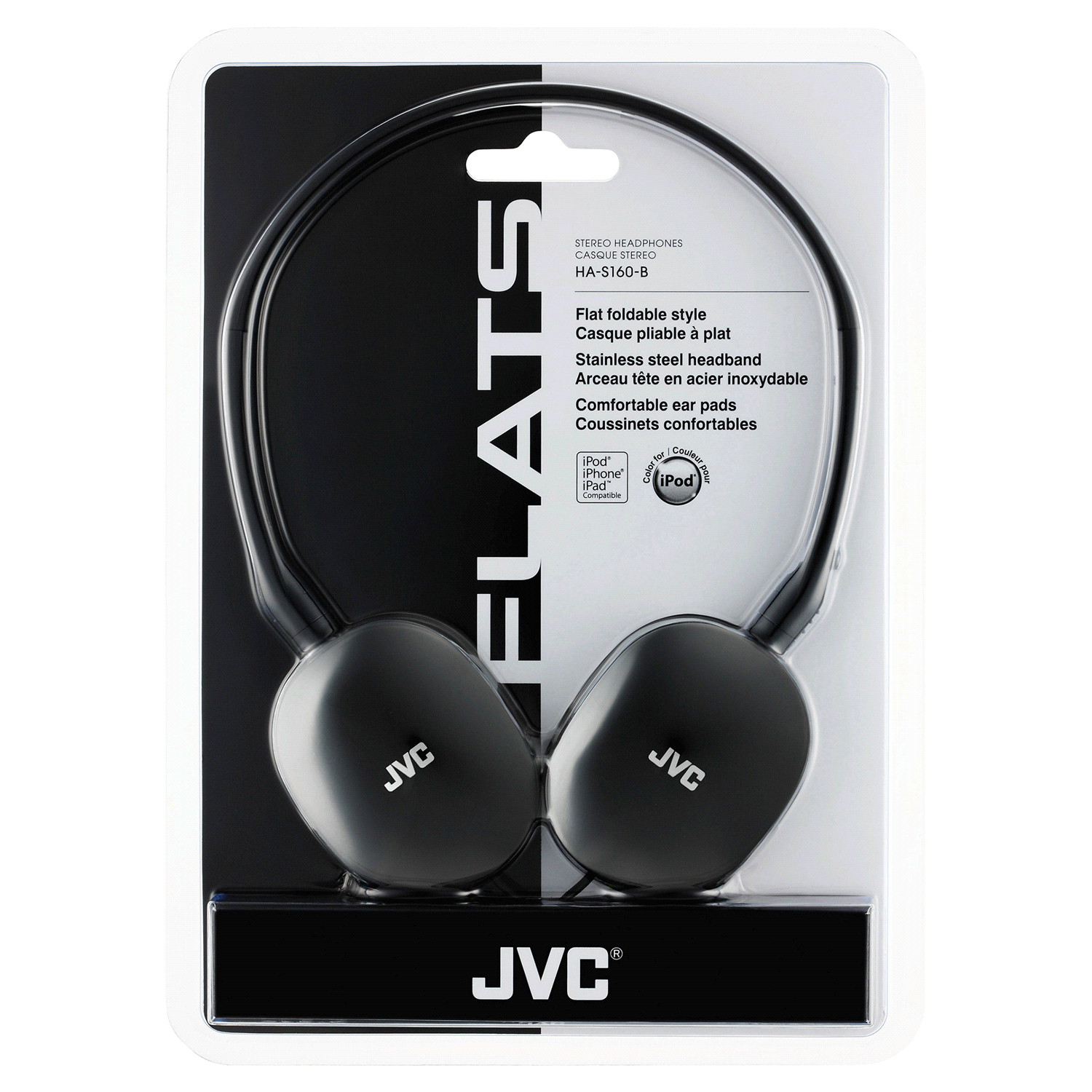 slide 2 of 2, JVC Ha-S160 Flats On-Ear Headphones - Black, 1 ct