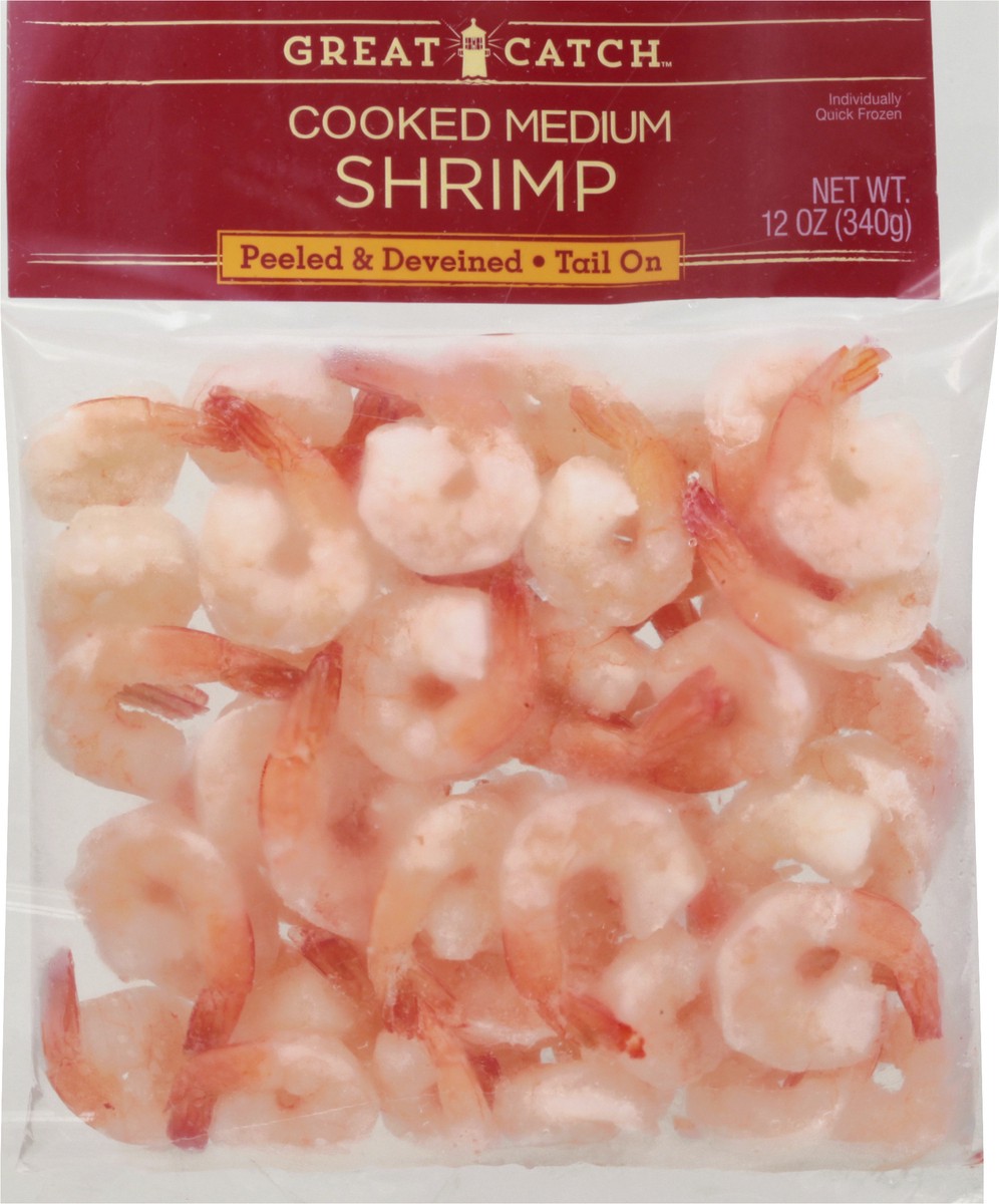 slide 1 of 13, Great Catch Cooked Medium Shrimp 12 oz, 12 oz