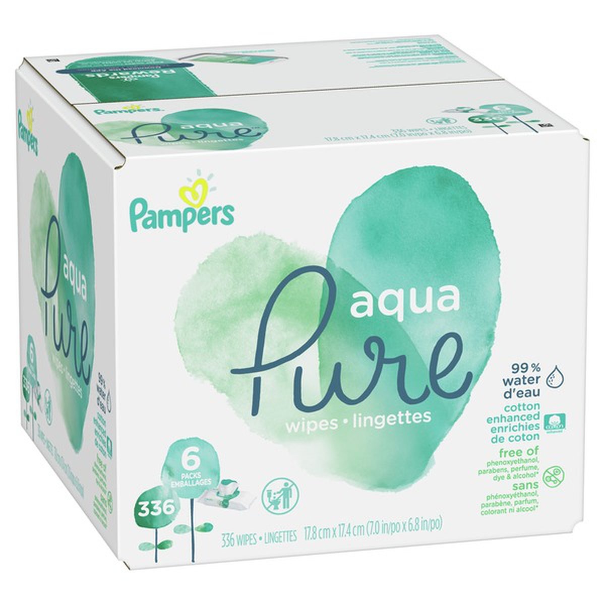 slide 1 of 1, Pampers Aqua Pure Sensitive Baby Wipes 6X Pop-Top 336 Count, 336 ct