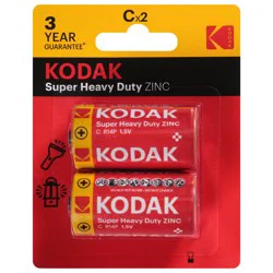 Kodak C Super Heavy Duty Zinc Batteries - 2 ct