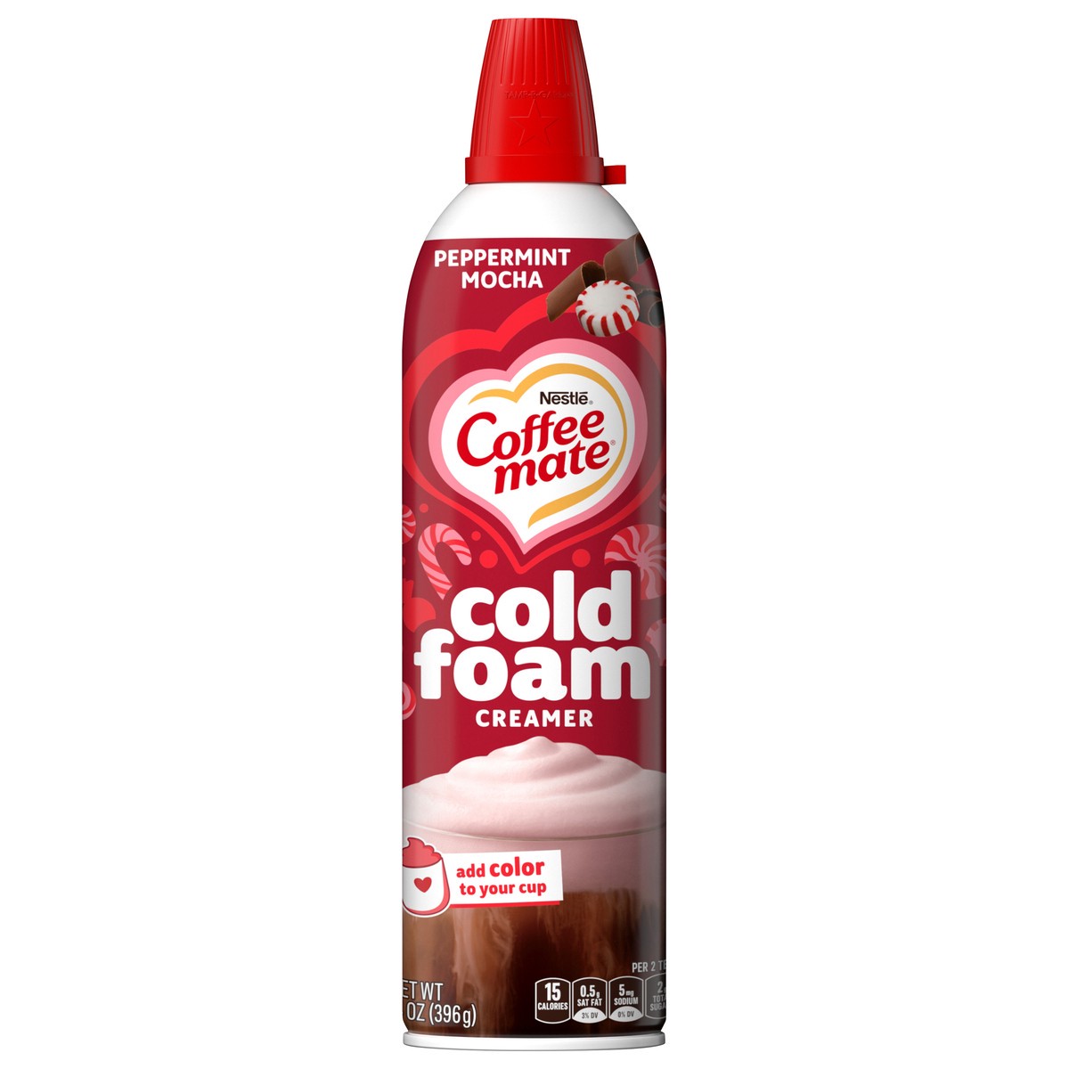 slide 1 of 7, Coffee-Mate Coffee mate Peppermint Mocha Flavored Cold Foam Creamer, Cold Creamer for Coffee, 14 oz