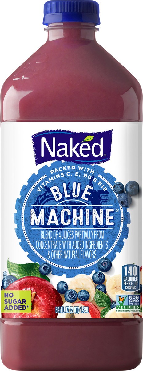 slide 7 of 10, Naked No Sugar Added, Non GMO Blue Machine Fruit Juice, 64 Fl Oz, Bottle, 64 fl oz