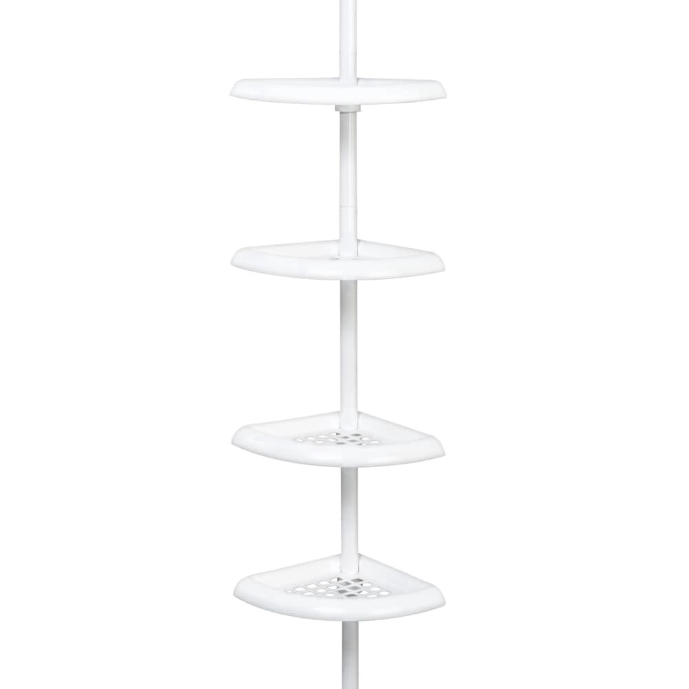 slide 1 of 1, Zenna Home Plastic Adjustable Corner Pole Shower Shelves - White, 1 ct