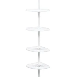 Zenna Home Plastic Adjustable Corner Pole Shower Shelves - White