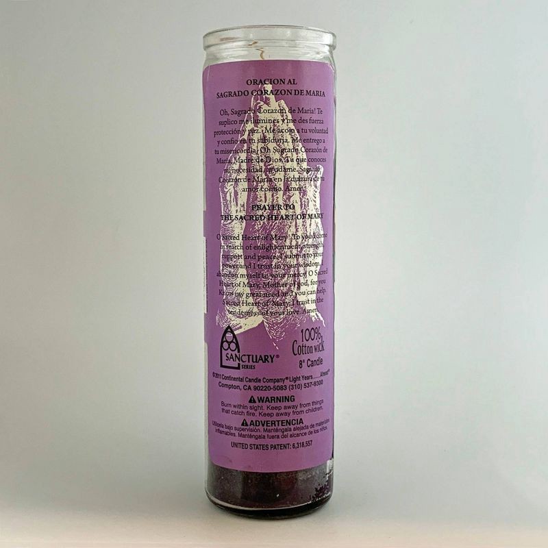 slide 3 of 4, Jar Candle Sagrado Corazon De Maria Mauve - Continental Candle: Religious Prayer, Paraffin Wax, 100hr Burn, 1 ct