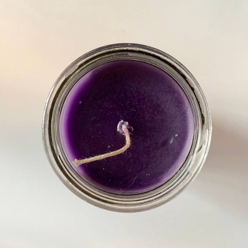 slide 4 of 4, Jar Candle Sagrado Corazon De Maria Mauve - Continental Candle: Religious Prayer, Paraffin Wax, 100hr Burn, 1 ct