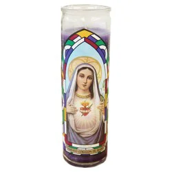 Jar Candle Sagrado Corazon De Maria Mauve - Continental Candle: Religious Prayer, Paraffin Wax, 100hr Burn
