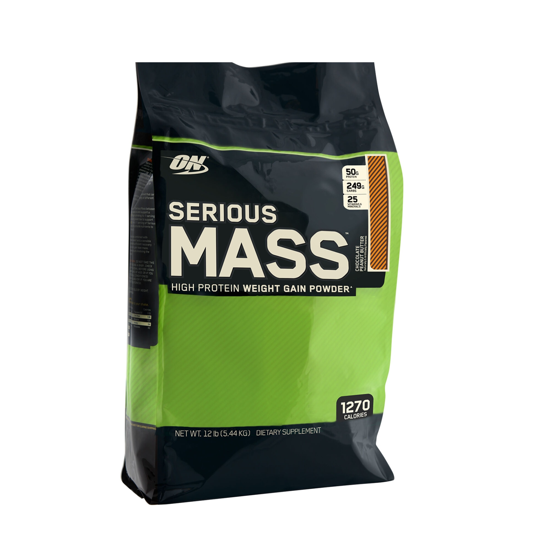 slide 1 of 1, Optimum Nutrition Serious Mass - Chocolate Peanut Butter, 12 lb