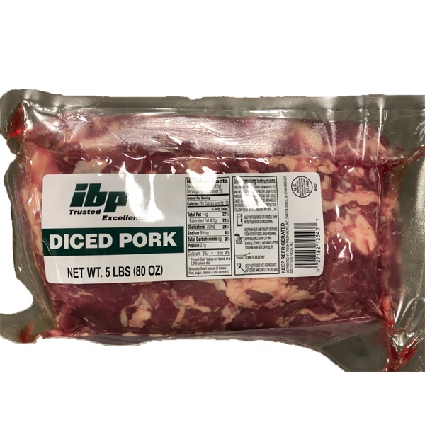 slide 1 of 1, IBP Diced Pork, 5 lb