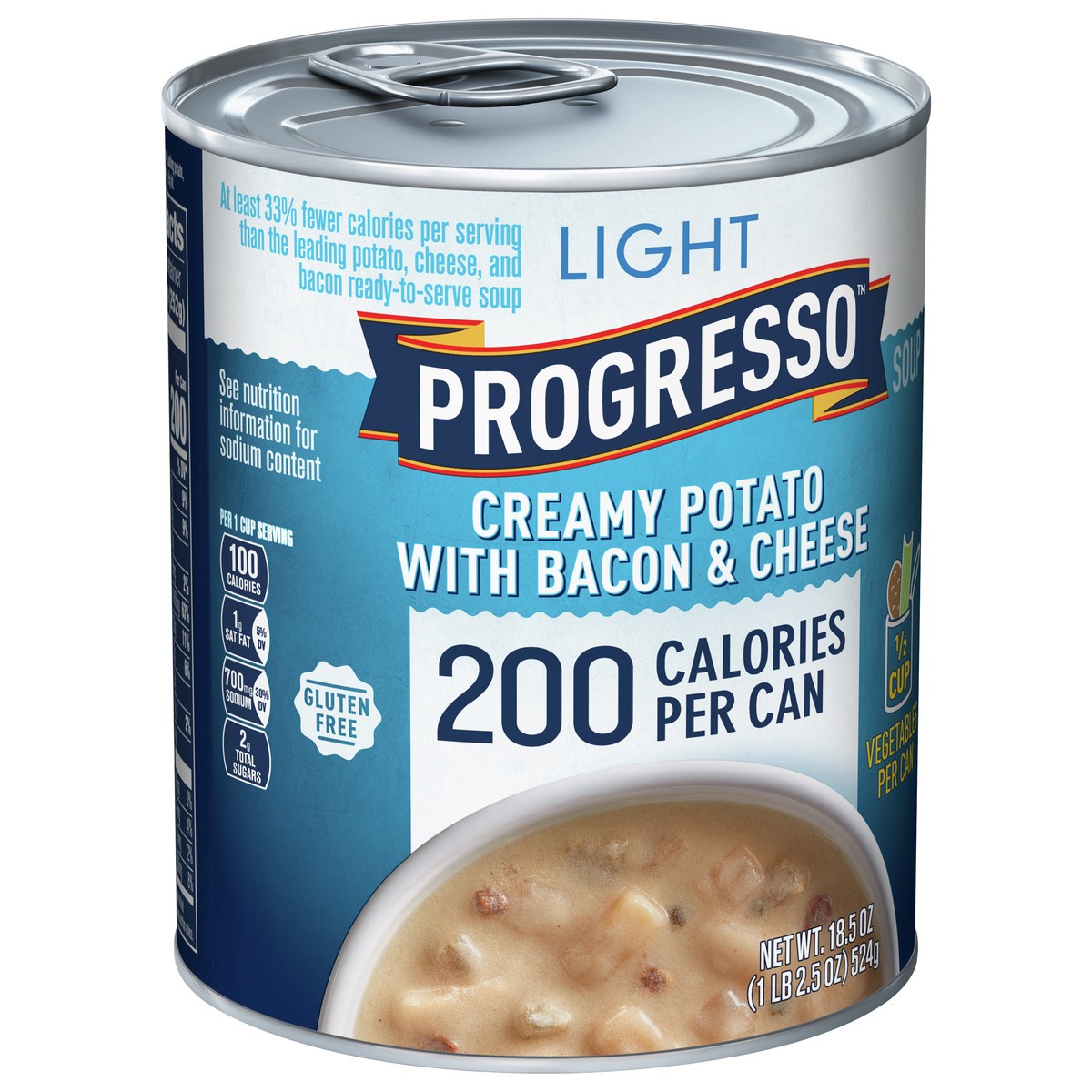 slide 4 of 9, Progresso Light, Creamy Potato With Bacon & Cheese Canned Soup, Gluten Free, 18.5 oz., 18.5 oz