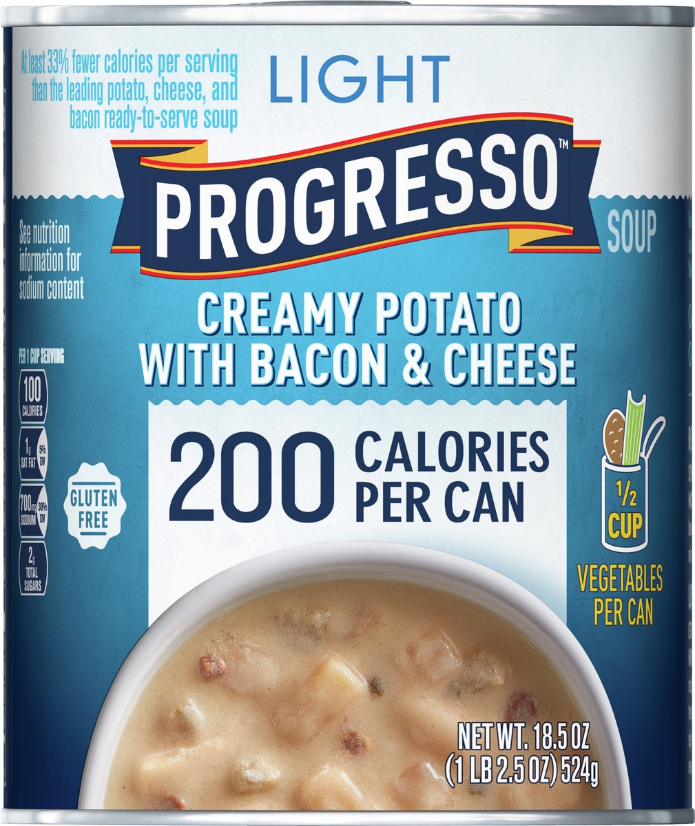 slide 5 of 9, Progresso Light, Creamy Potato With Bacon & Cheese Canned Soup, Gluten Free, 18.5 oz., 18.5 oz