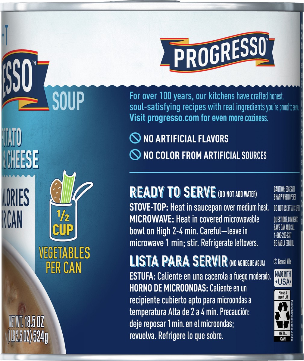 slide 8 of 9, Progresso Light, Creamy Potato With Bacon & Cheese Canned Soup, Gluten Free, 18.5 oz., 18.5 oz