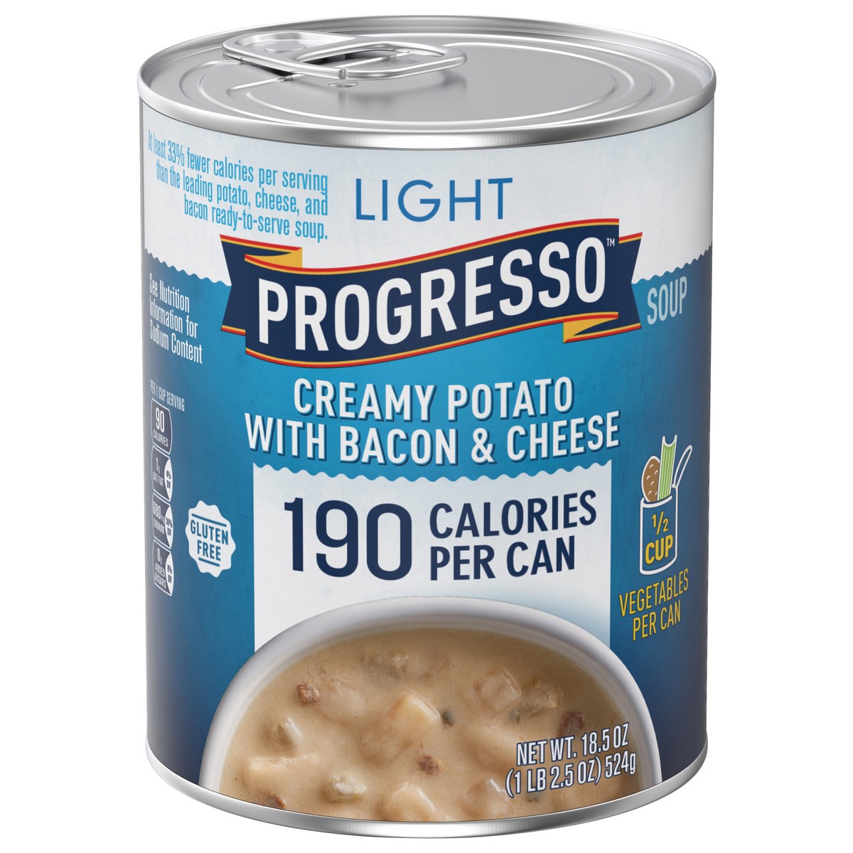 slide 1 of 9, Progresso Light, Creamy Potato With Bacon & Cheese Canned Soup, Gluten Free, 18.5 oz., 18.5 oz