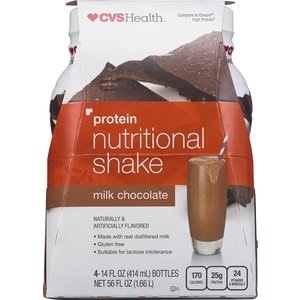 slide 1 of 1, CVS Health Protein Liquid Nutritional Shake Milk Chocolate 14 Oz, 4ct, 56 oz