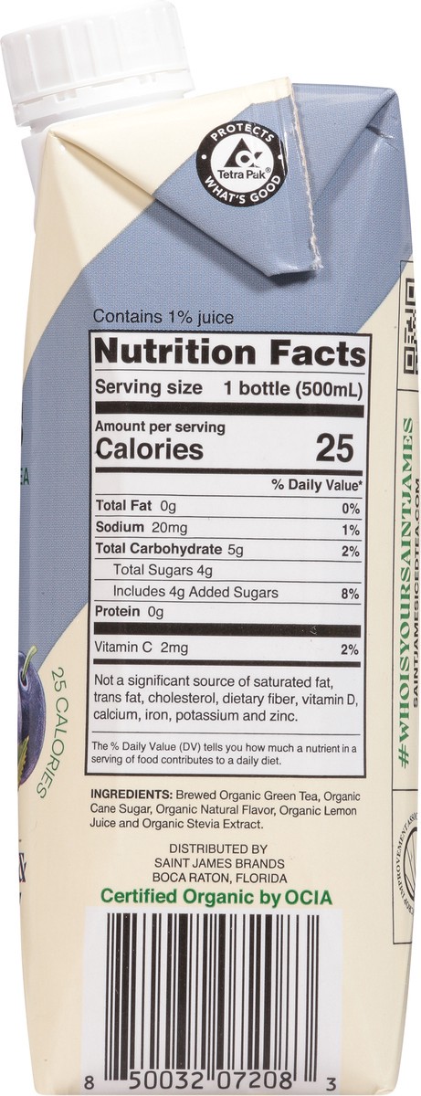 slide 5 of 13, Saint James Organic Blueberry & Raspberry Green Tea - 16.9 fl oz, 16.9 fl oz