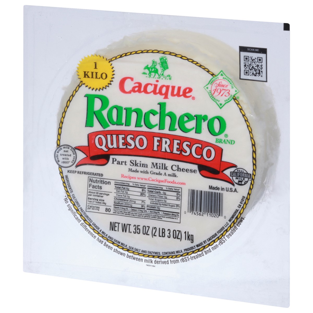 slide 12 of 12, Cacique Ranchero Part Skim Milk Queso Fresco Cheese 35 oz, 35 oz