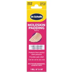 Dr. Scholl's MOLESKIN PADDING ROLL, 1 roll // Thin, Flexible Cushioning & Pain Relief - Cut To Any Size - Doctor Recommended - 24 Inches X 4 5/8 Inches