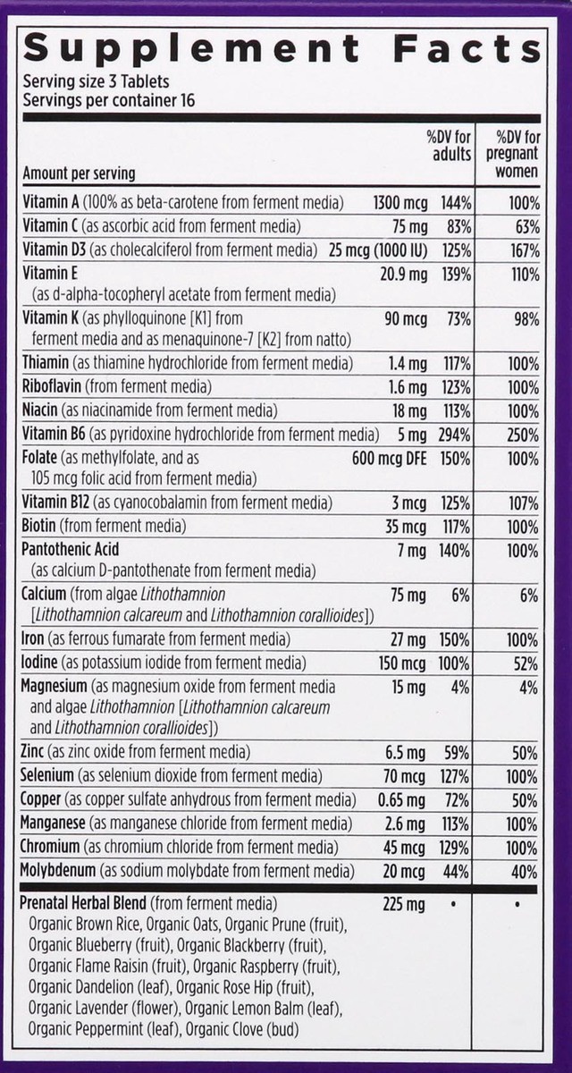 slide 5 of 9, New Chapter Perfect Prenatal Whole-Food Vegetarian Tablets Multivitamin 48 ea, 48 ct