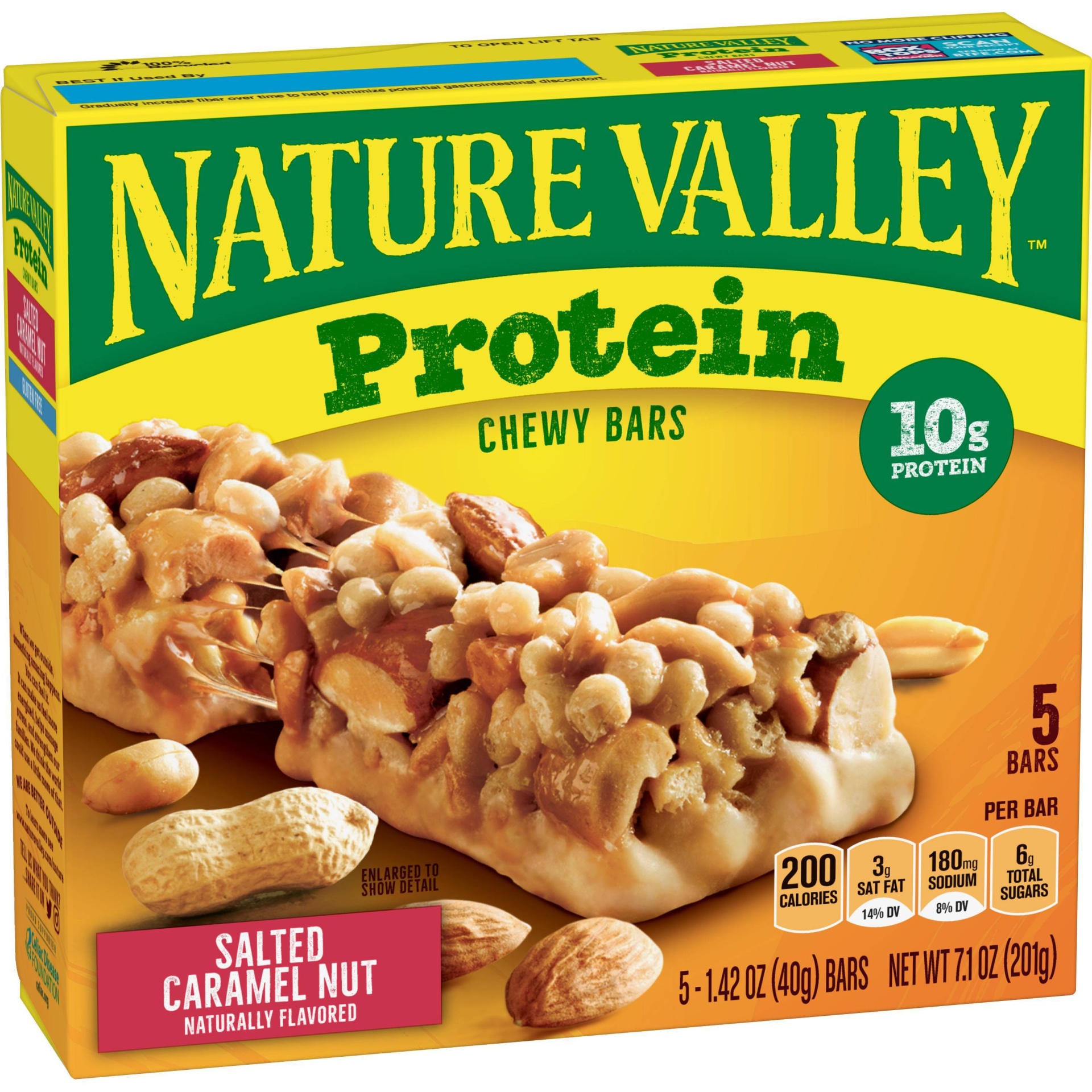 slide 1 of 3, Nature Valley Chewy Granola Bar, Protein, Salted Caramel Nut, 5 Bars, 5 ct; 7.5 oz