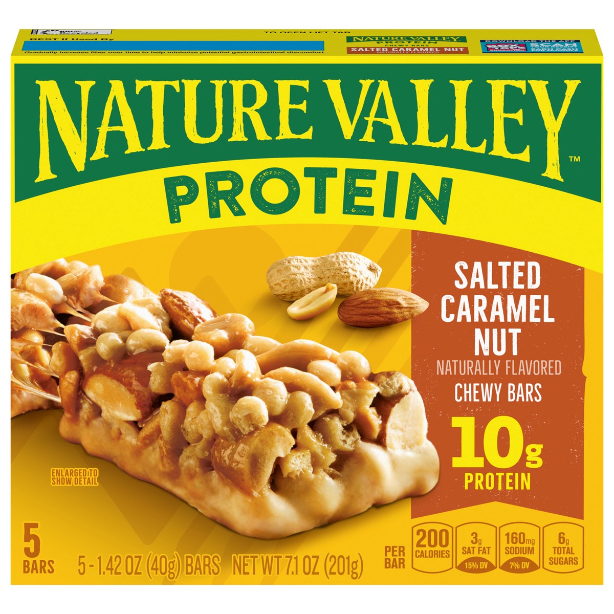 slide 1 of 13, Nature Valley Chewy Protein Granola Bars, Salted Caramel Nut, 5 Bars, 7.1 OZ, 5 ct