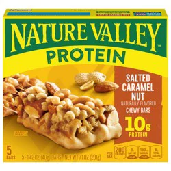 Nature Valley Chewy Protein Granola Bars, Salted Caramel Nut, 5 Bars, 7.1 OZ