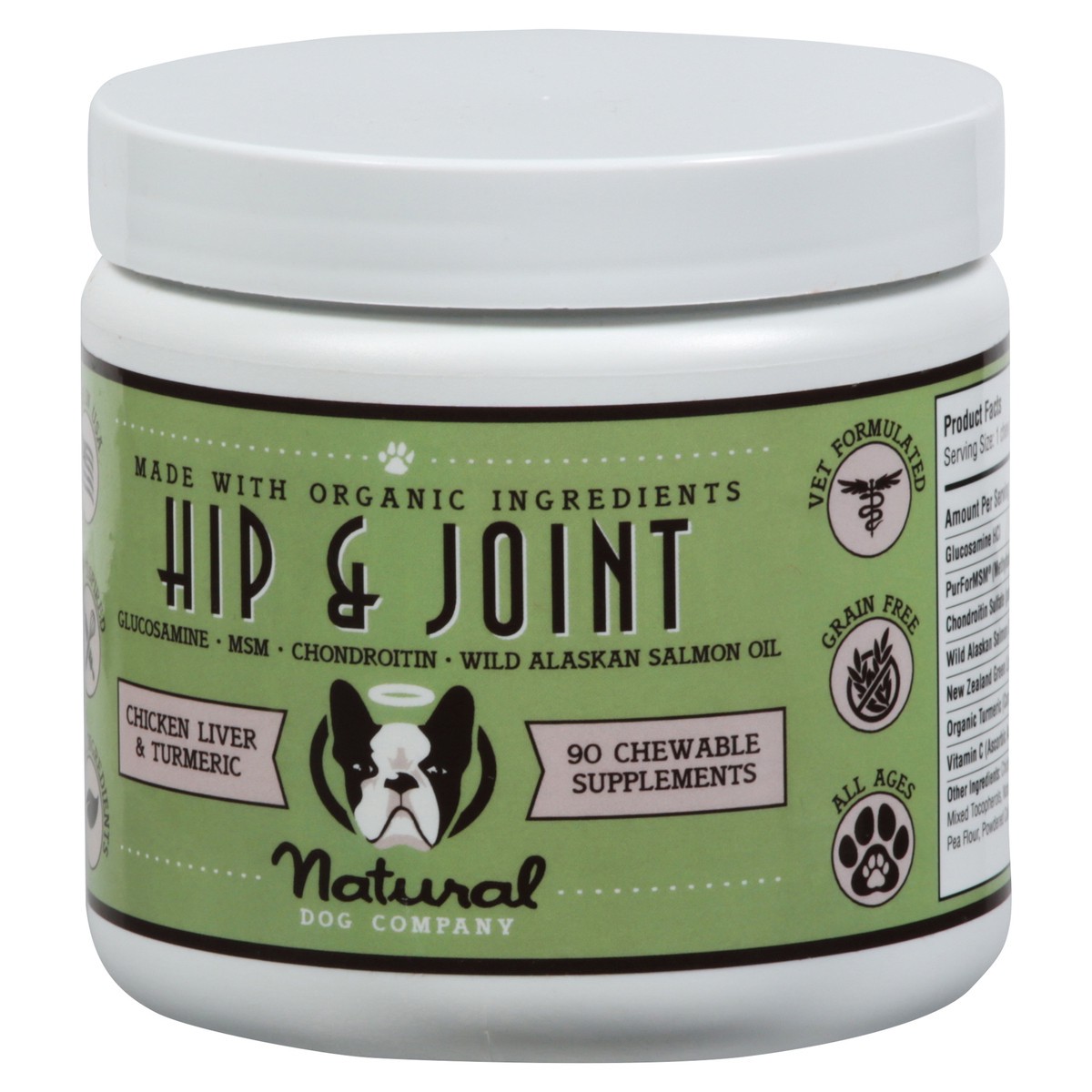 slide 8 of 9, Natural Dog Company Hip & Joint Chicken Liver & Turmeric Chewable Supplements 90 ea, 90 ct