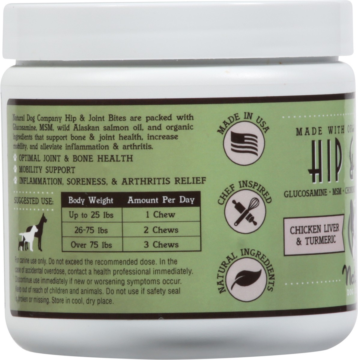slide 4 of 9, Natural Dog Company Hip & Joint Chicken Liver & Turmeric Chewable Supplements 90 ea, 90 ct